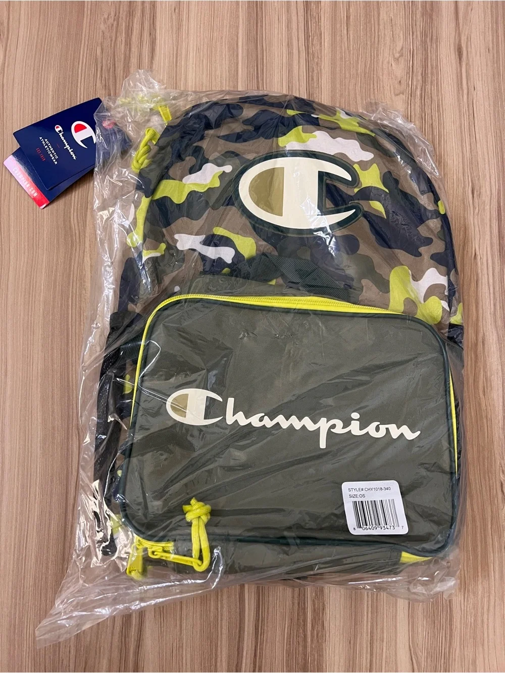 Champion Kids Camo Backpack & Lunch Bag Set - Green, Brown, Yellow